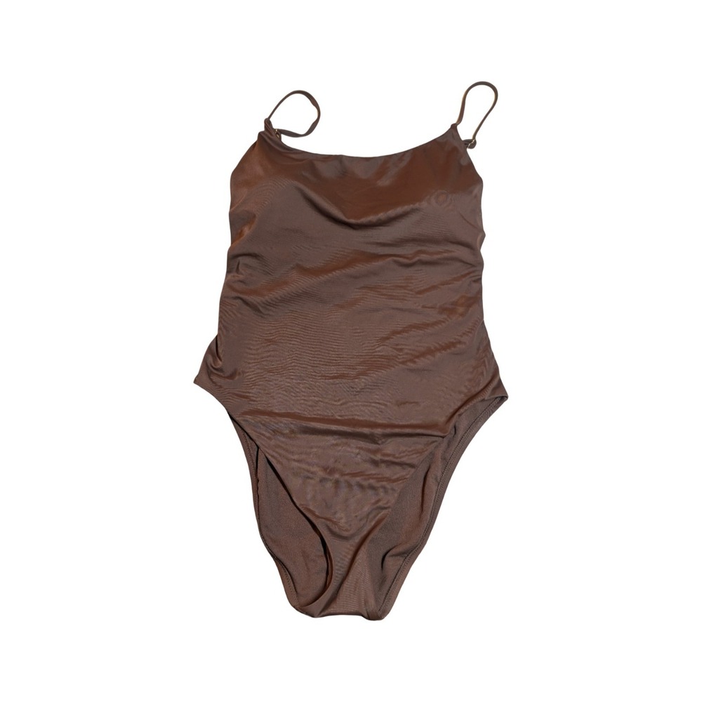⭐D5‎ Shade & Shore Women's Flat Brown Full Coverage One Piece Swimsuit - L ⬇️